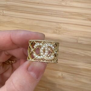 Gold-Tone with Pearls Ring - Designer-Inspired Women’s Jewelry Size 7